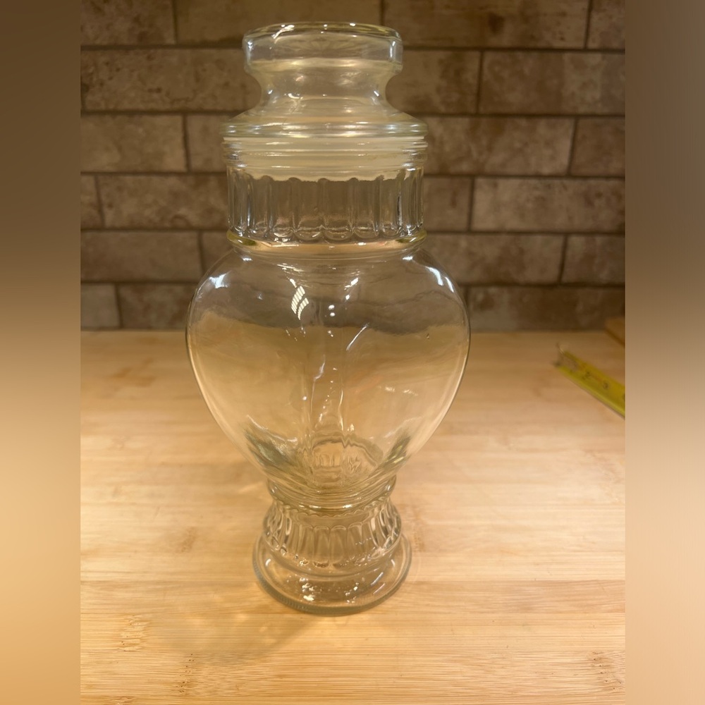 Vintage Mid Century Clear Wheaton 9”Glass Apothecary Jar with Pedestal Base